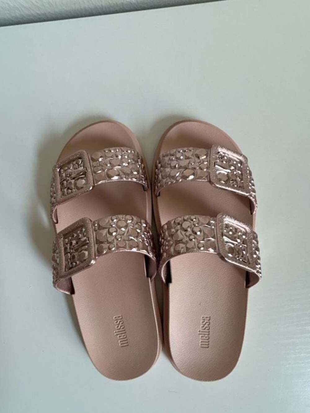 Melissa Lust Studded Double Buckle Slide Sandals in Pink size 8 - Picture 5 of 7